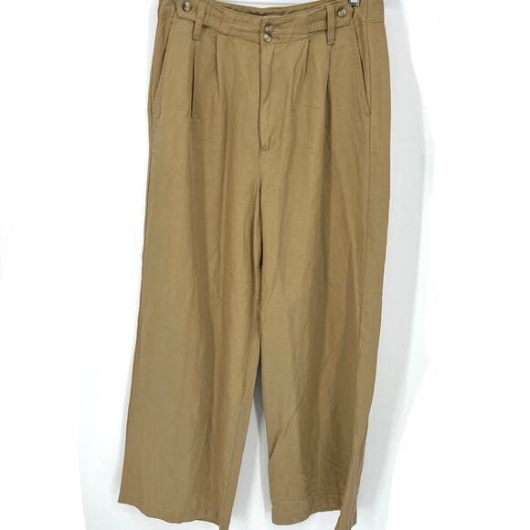 Madewell Fair Trade Nutmeg Linen Blend Trousers Pants Womens Size 4 Pleated - Picture 2 of 10